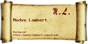 Medve Lambert névjegykártya